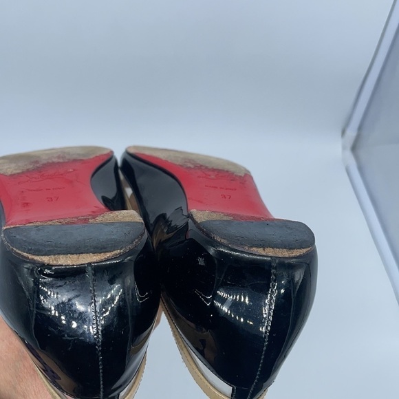Christian Louboutin Black Beige Patent leather Paulina pointed toe flats 37 - Picture 5 of 9